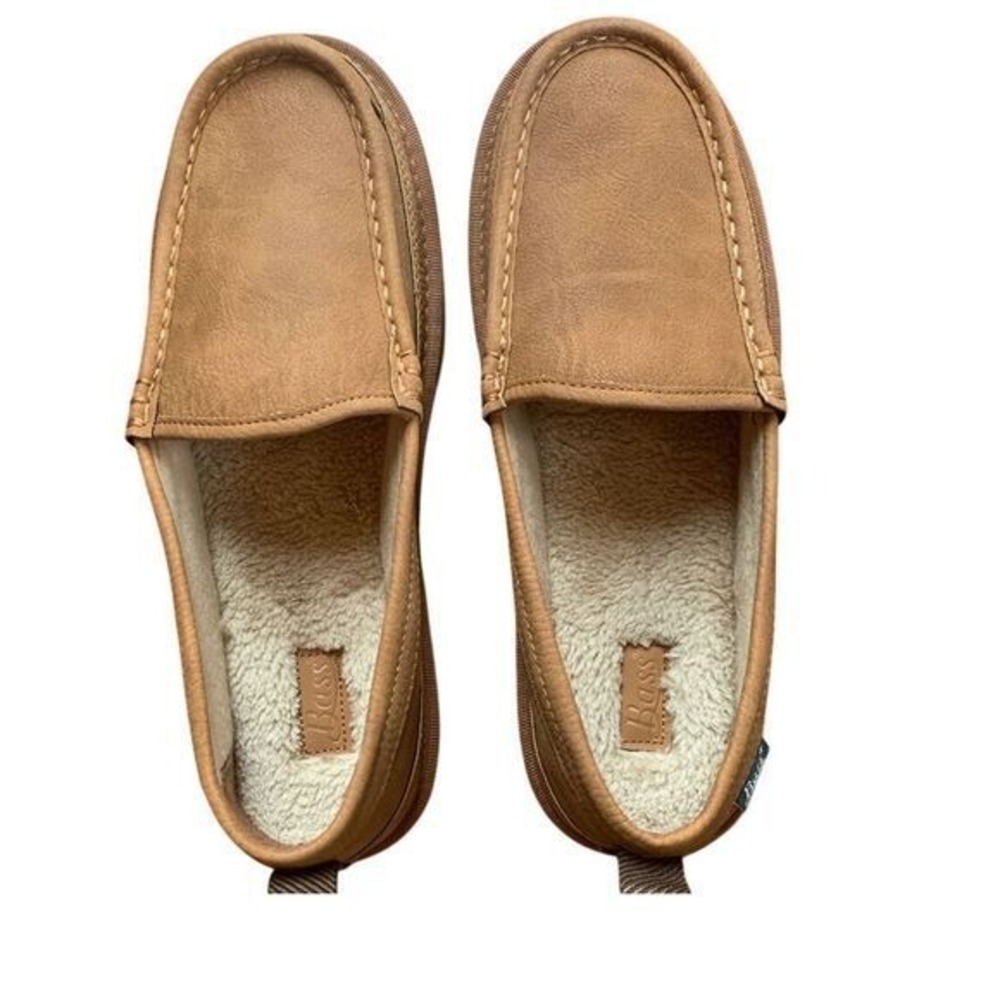 Bass Men's Sherpa‎ Lined Moccasin Slippers Comfort Loafers Indoor Outdoor SZ 10